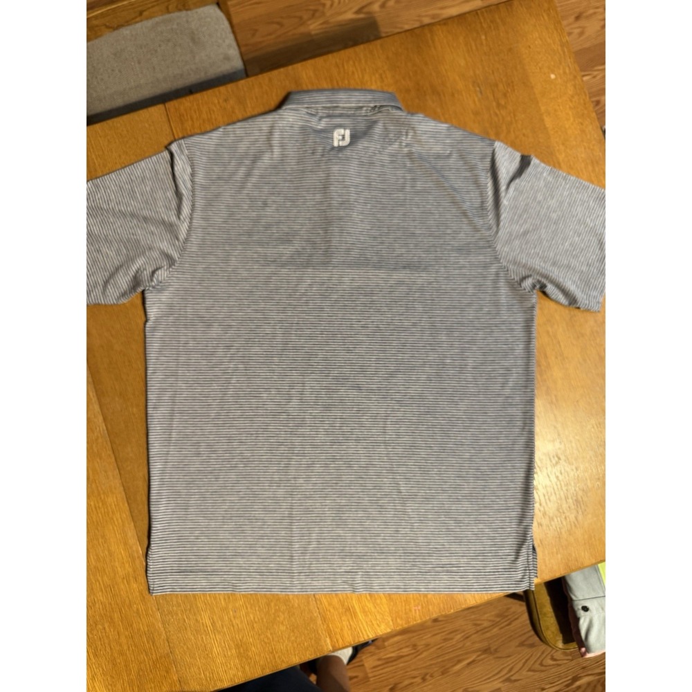 FootJoy Golf Polo Shirt Mens 2XL Gray White Striped Stretch Performance FJ EUC - Picture 5 of 8